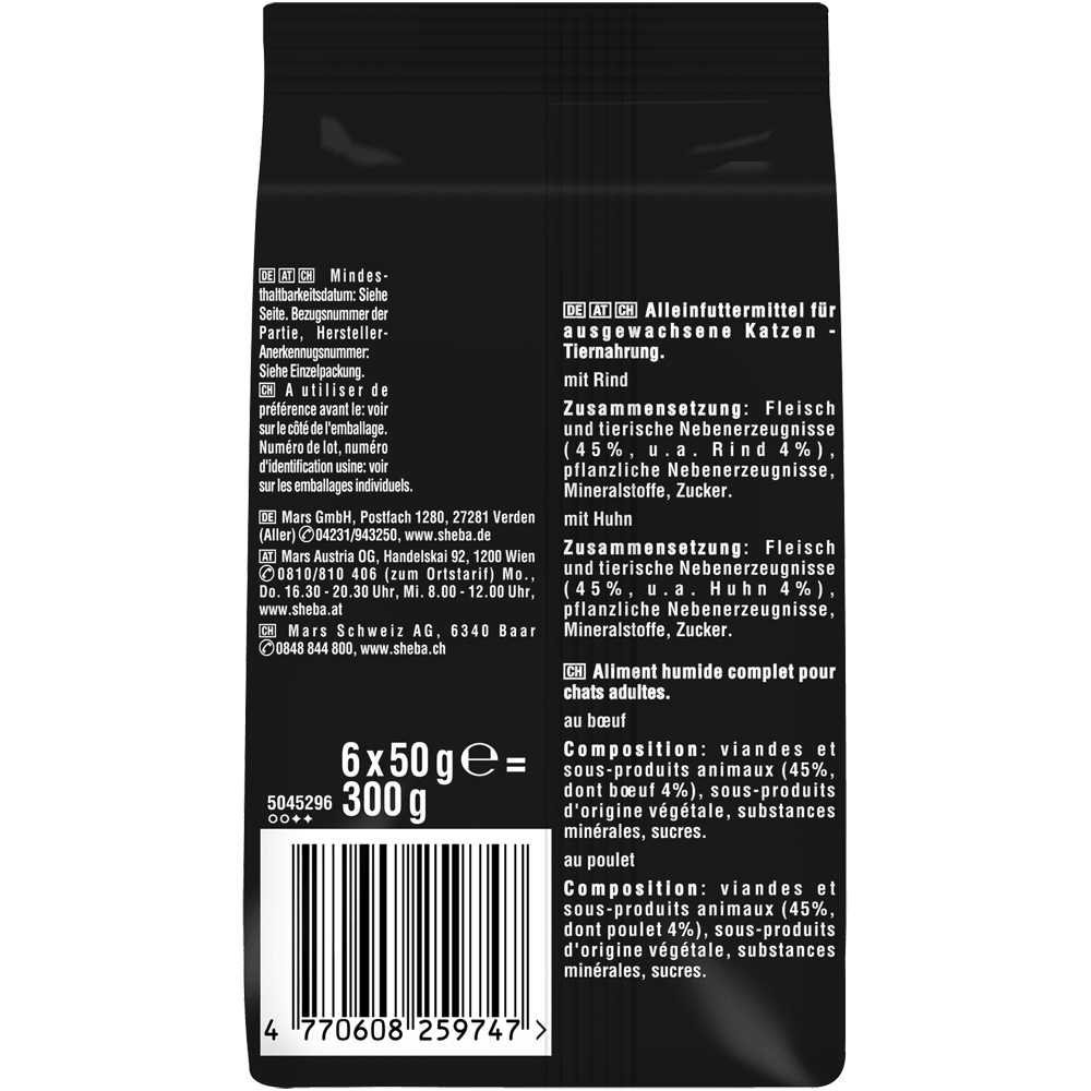 SHEBA® Fresh & Fine, Rind, Huhn & Lamm in Sauce, Multipack 6 x 50g - 2