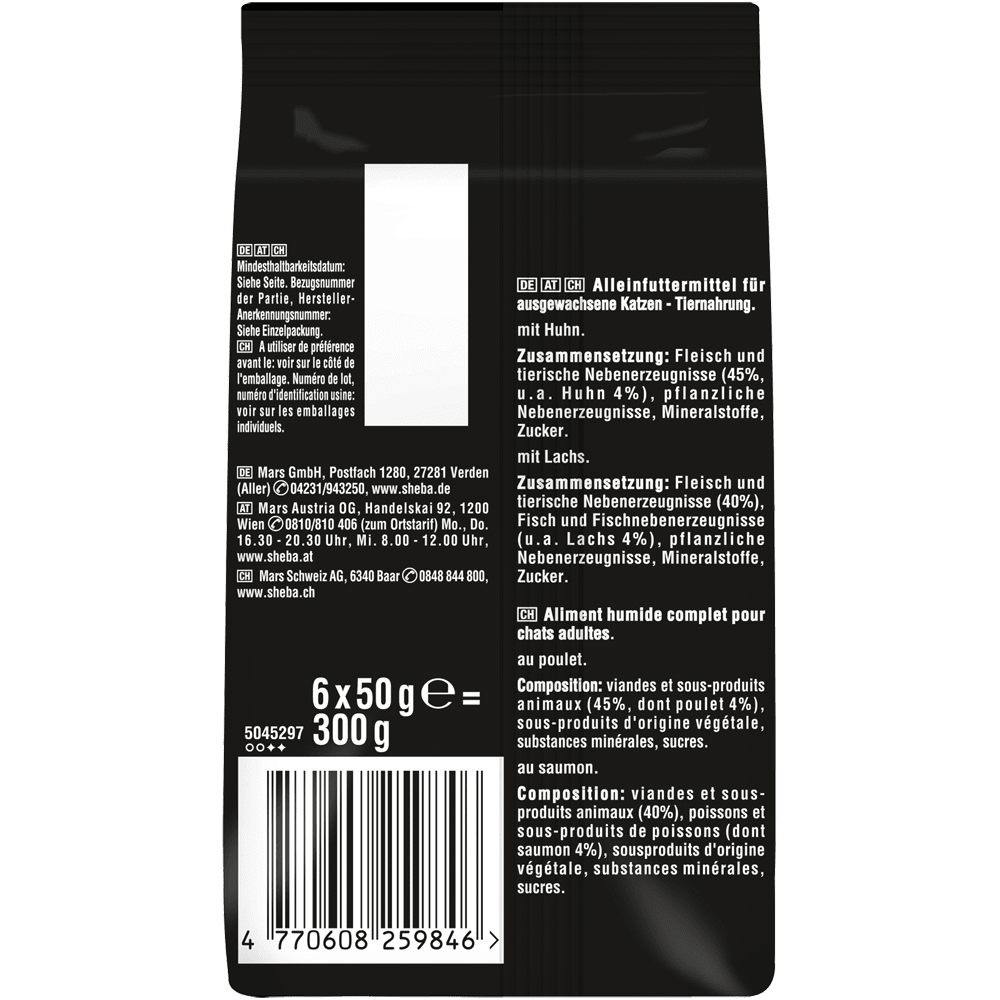 SHEBA® Fresh & Fine, Huhn, Lachs MSC & Truthahn in Sauce, Multipack 6 x 50g - 2