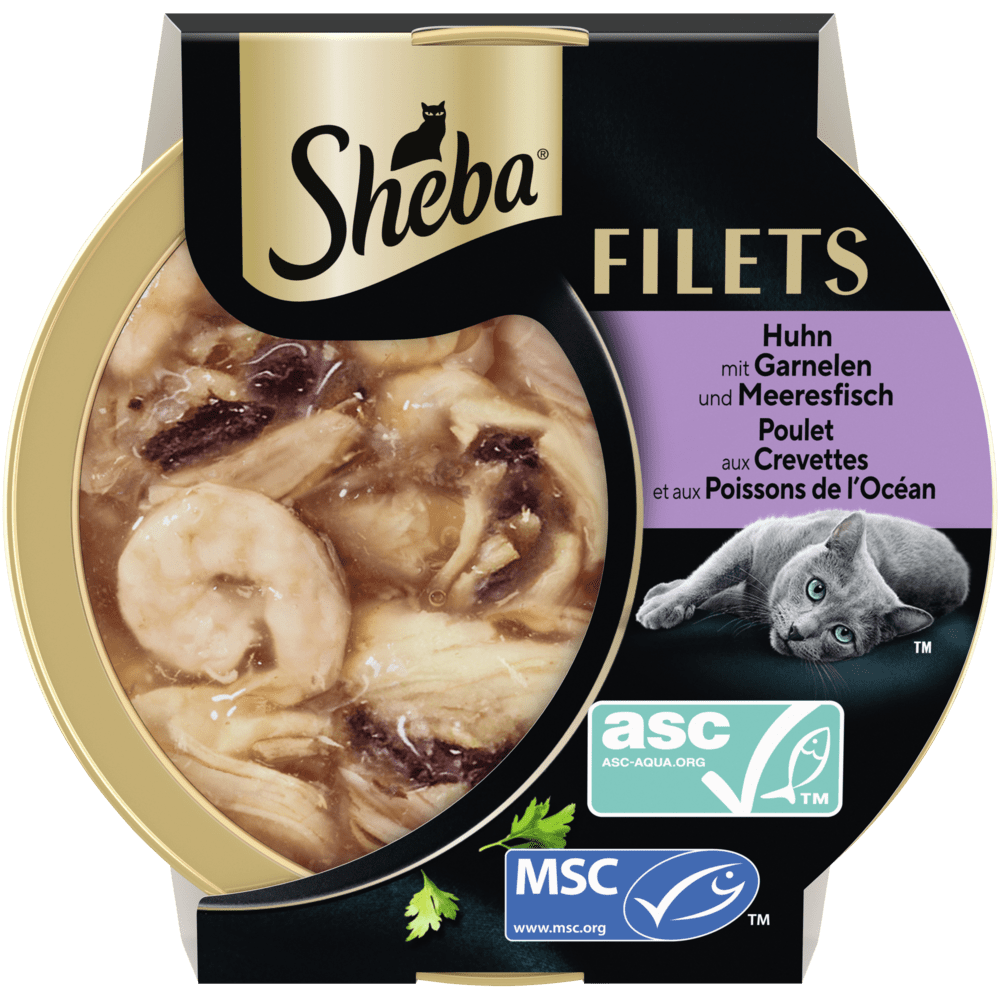 SHEBA® Filets Huhn mit Garnelen & Meeresfisch, 60g - 1