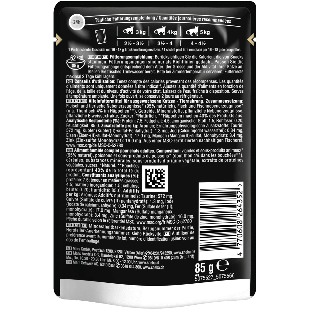 SHEBA® Sauce Collection Sauce Lover Thunfisch MSC in Sauce, Portionsbeutel 85g - 2