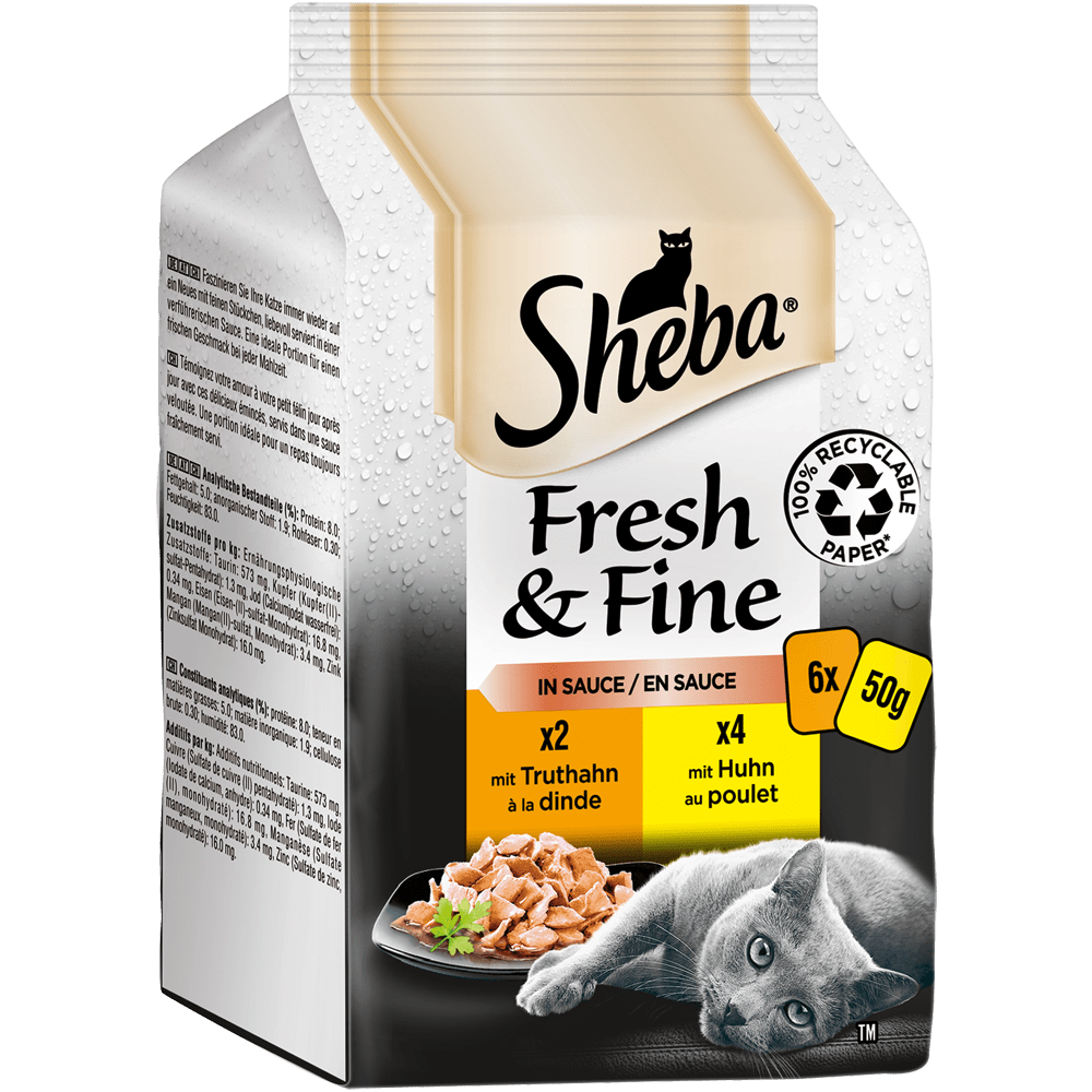 Fresh & Fine, Huhn, Truthahn & Ente in Sauce, Multipack, Portionsbeutel