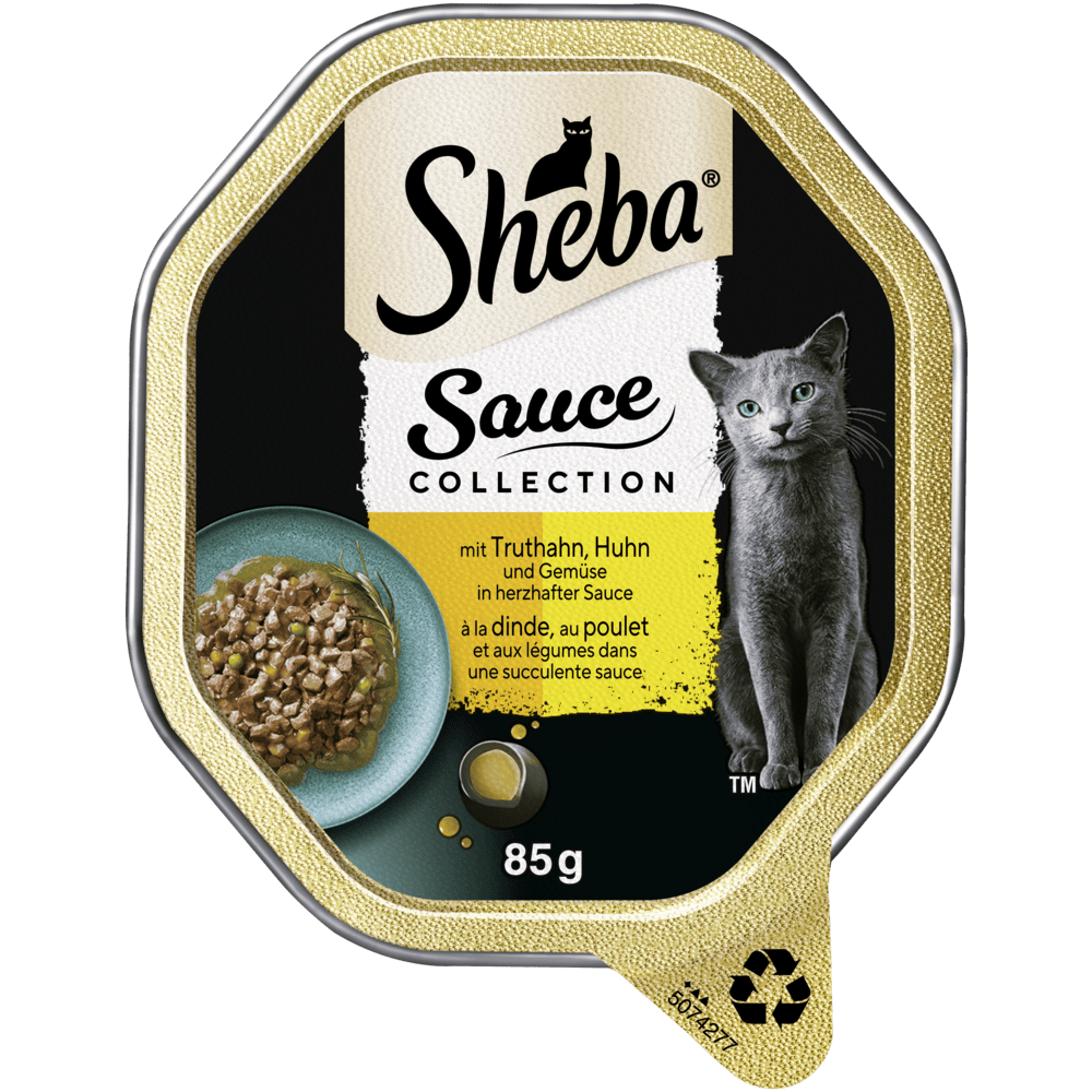 Sauce Collection in Sauce mit Truthahn, Huhn und Gemüse in herzhafter Sauce, Schale
