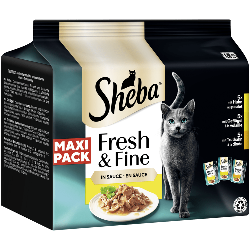 Fresh & Fine mit Huhn, mit Geflügel & mit Truthahn in Sauce, Portionsbeutel Multipack