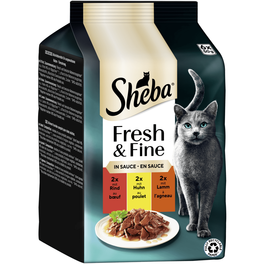 Fresh & Fine mit Rind, mit Huhn & mit Lamm in Sauce, Portionsbeutel Multipack